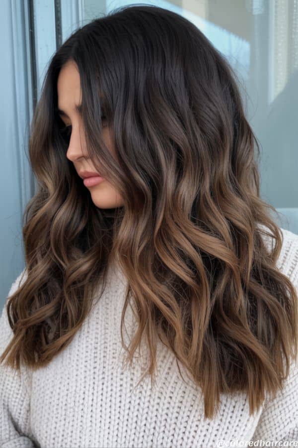 medium brown hair toned with purple shampoo