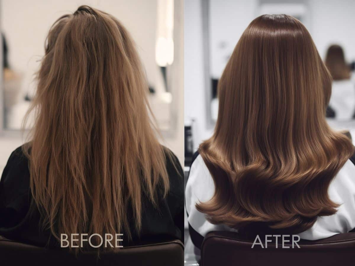 purple shampoo on brown hair before and after