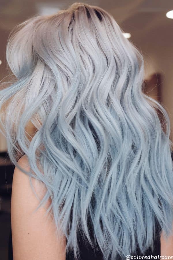 blue and silver ombre hair