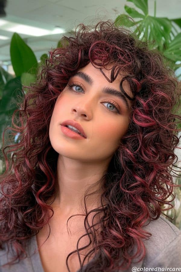curly merlot hair