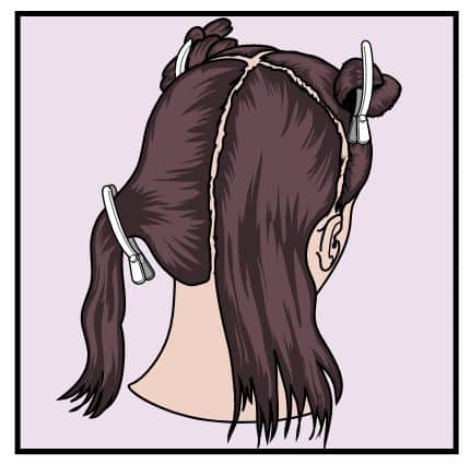 easy hair sectioning step 3 vertical parting diagram