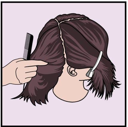how to section hair for dying step 1 make horizontal parting diagram