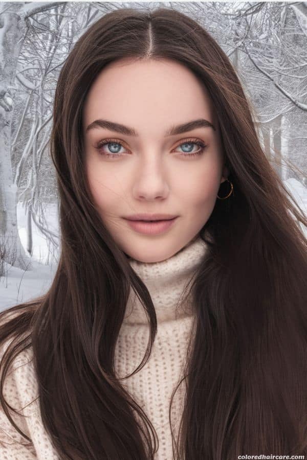 The Best Hair Colors To Make Blue Eyes Really Pop 13 woman with chocolate brown hair and blue eyes
