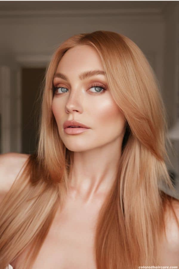 The Best Hair Colors To Make Blue Eyes Really Pop 15 woman with strawberry blonde hair and blue eyes