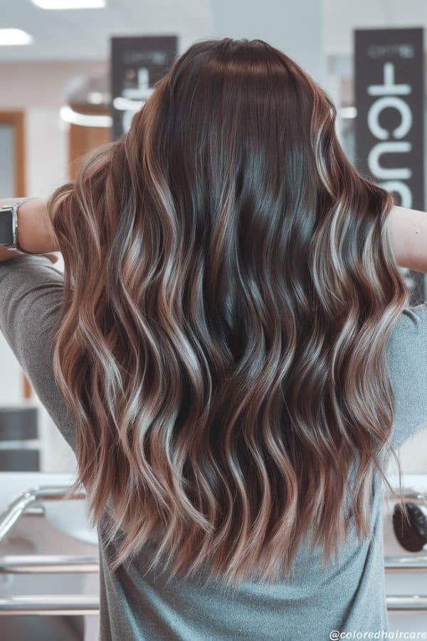 25 Balayage Ideas for Black Hair That Actually Pop (2025 Looks & Tips) 4 Natural-looking chestnut balayage with rich brunette tones on black hair