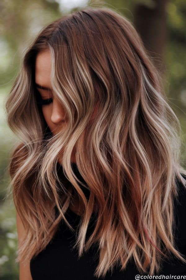 Strawberry Blonde Highlights on Brown Hair