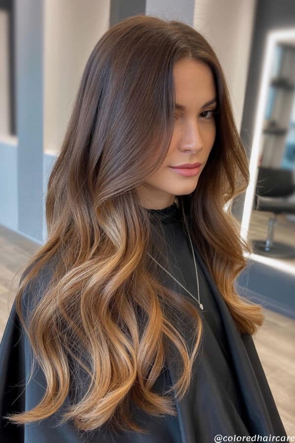 Caramel brown sombré
