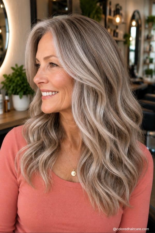 Mushroom brown base with champagne blonde highlights