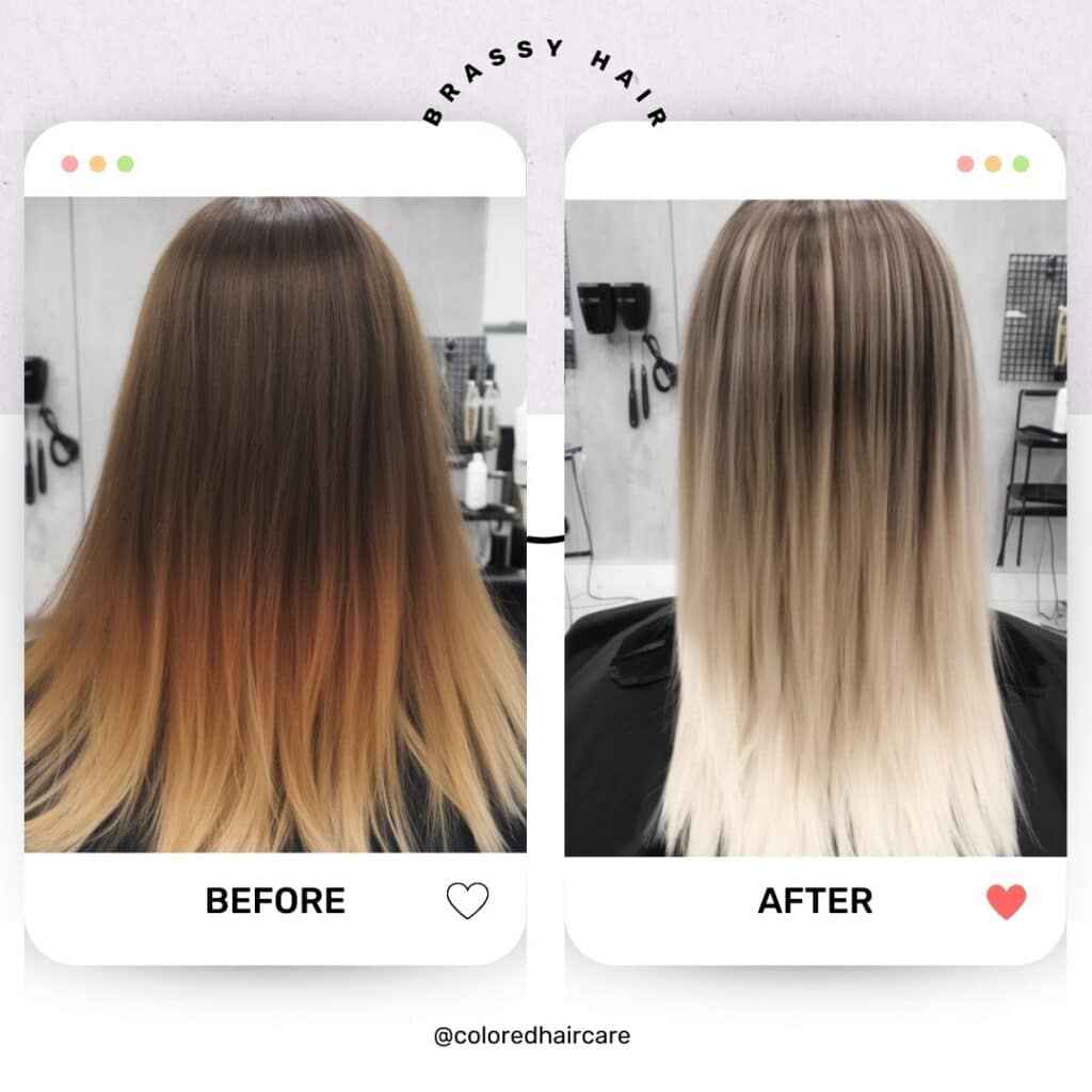 What Does Brassy Hair Look Like? How To Fix It Fast 2 what is brassy hair before and after blonde