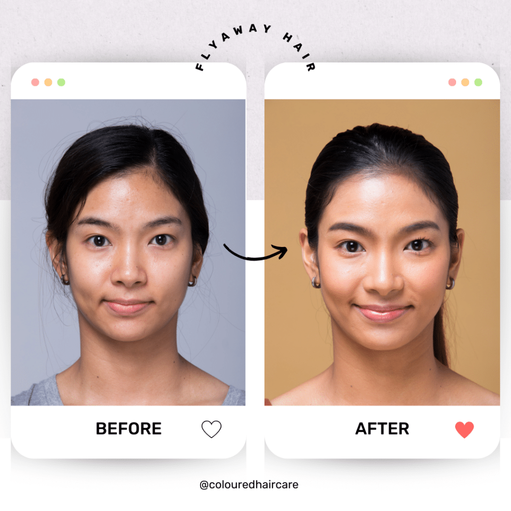 flyaway hair before and after 