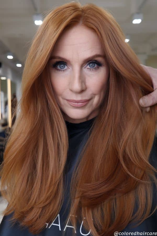 soft copper hair over 40 woman