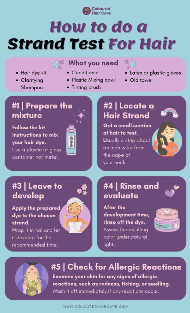 Top 9 Hair Dye Mistakes People Make and How to Avoid Them 5 hair dye mistakes and how to avoid them - how to do a strand test infographic