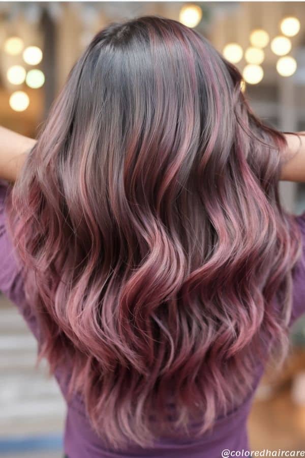 bugundy brown balayage