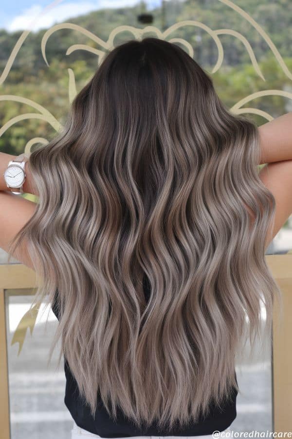 smokey ash brown balayage