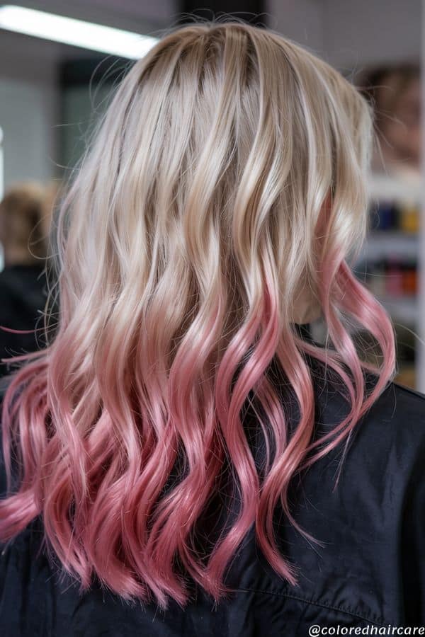 15 Blonde Hair With Pink Highlights Styles That Are Insanely Pretty 4 stunning pink ombre