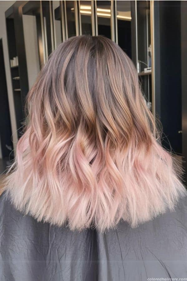 Caramel brown and pink ombré
