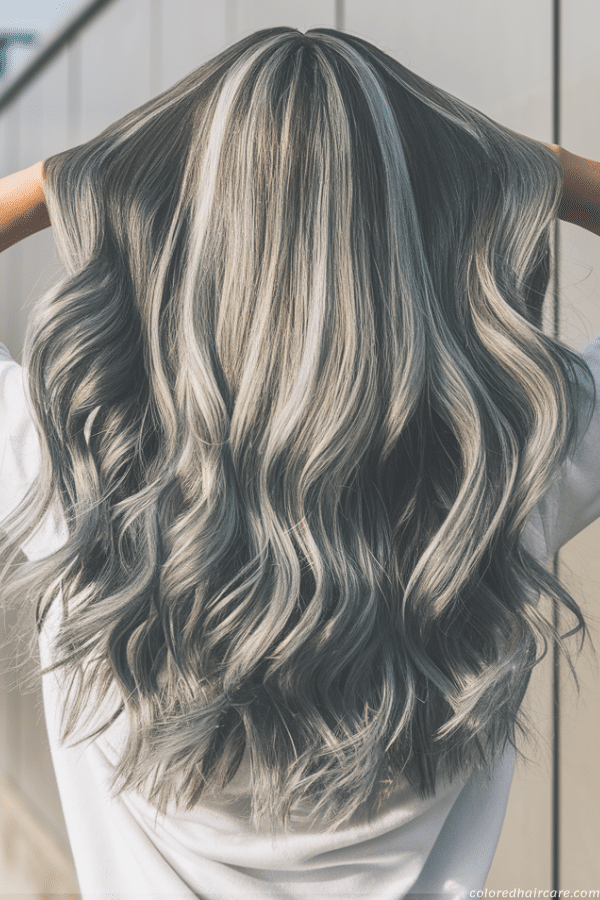Gray Blending For Dark Hair silver streaks hair color 