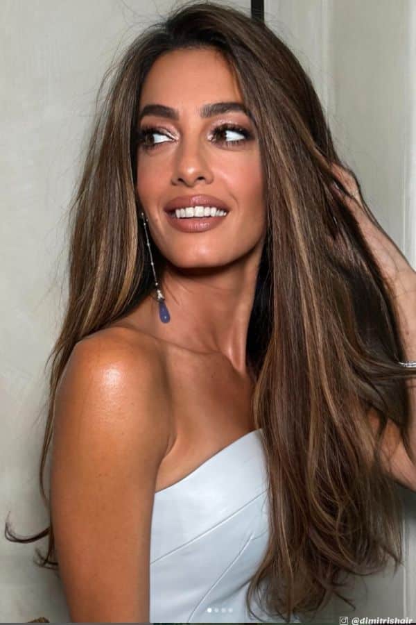 amal clooneys honey caramel highlights 