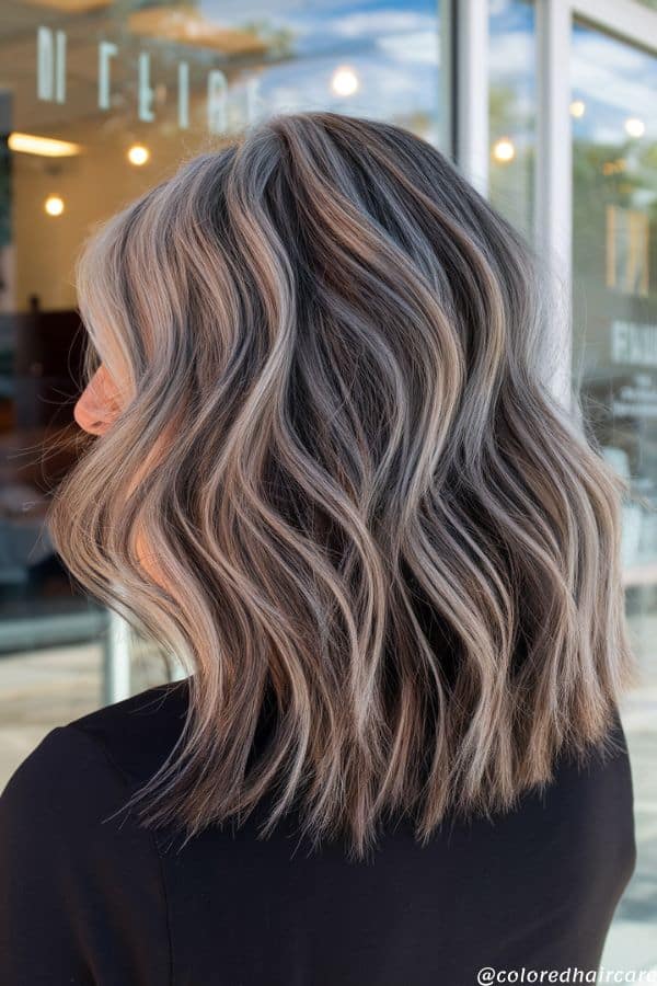 lowlights for gray hair chocolayte brown lowlights