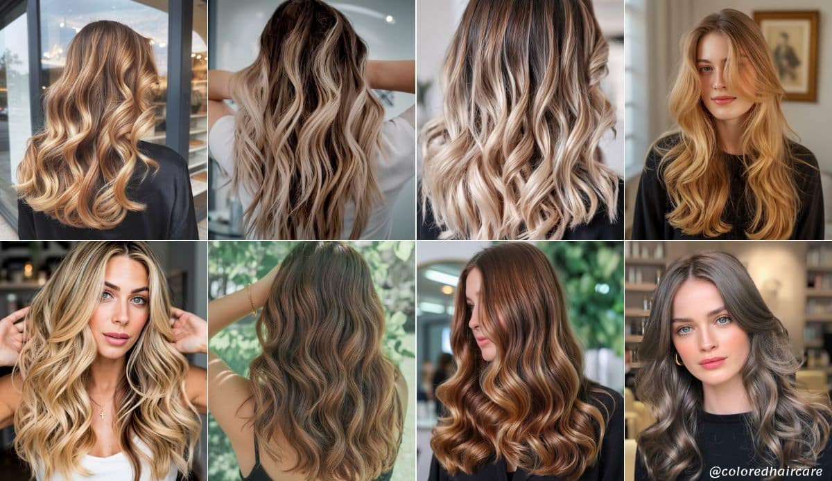 Hair Color Quiz: What Hair Color Suits Me? + Expert Guide 2 Spring hair color ideas featuring honey blonde, light caramel, golden balayage, and warm light brown — great for warm or neutral undertones and soft, fresh coloring.