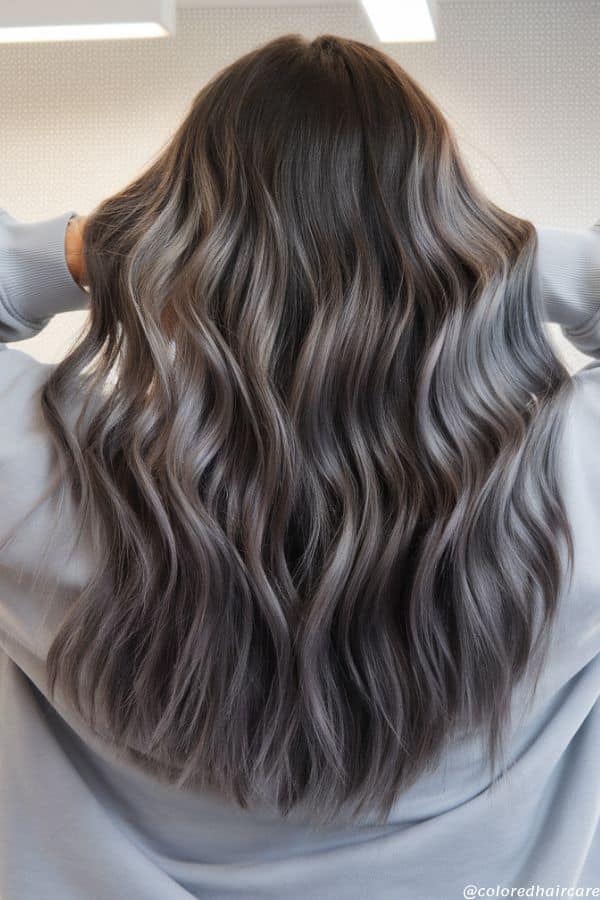 25 Balayage Ideas for Black Hair That Actually Pop (2025 Looks & Tips) 15 Neutral mushroom brown balayage with ashy tones on black hair