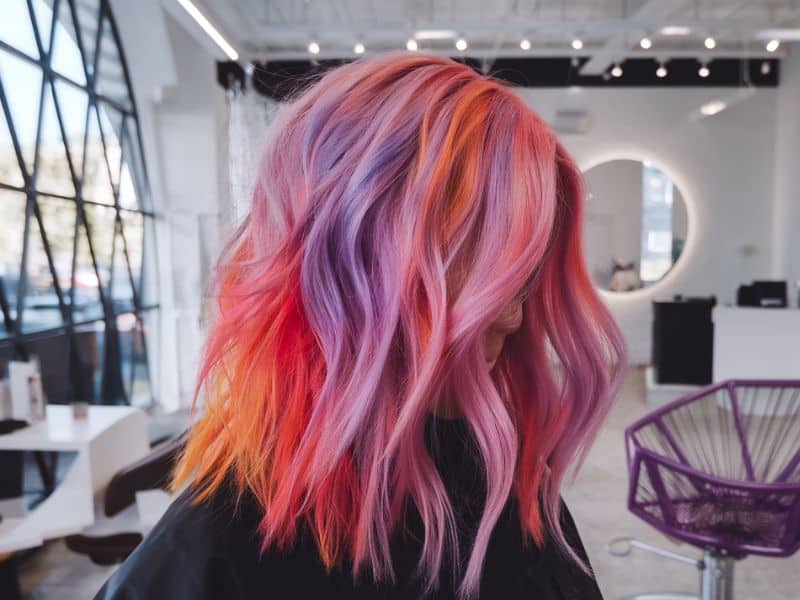 healthy dyed hair in a salon