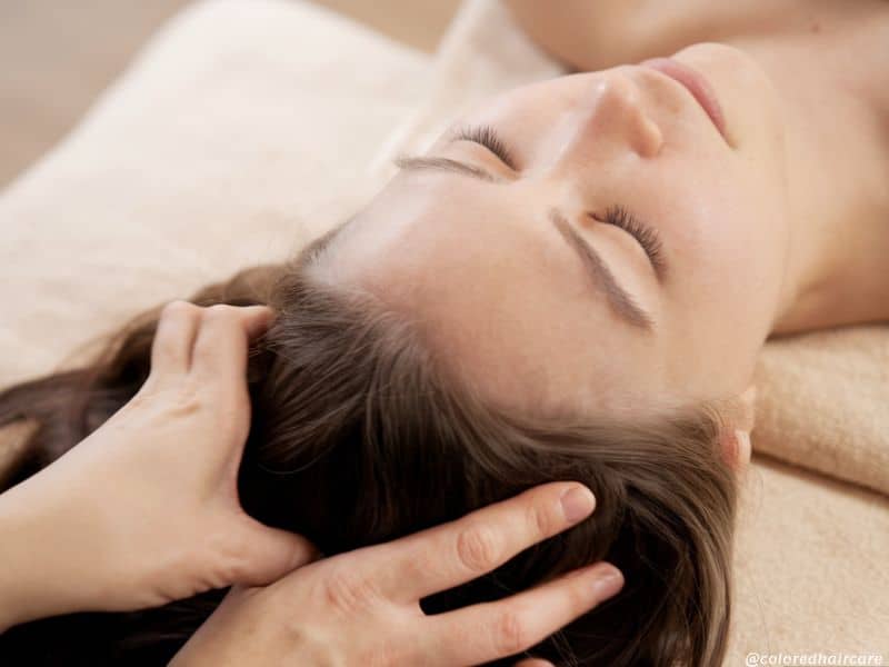 woman having a pre-treatment scalp scrub 