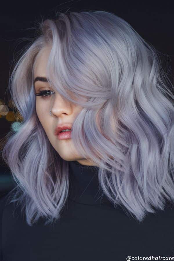 21 Lavender Hair Color Ideas That Are Prettier Than Your Pinterest Board 11 metallic lavender silver shine