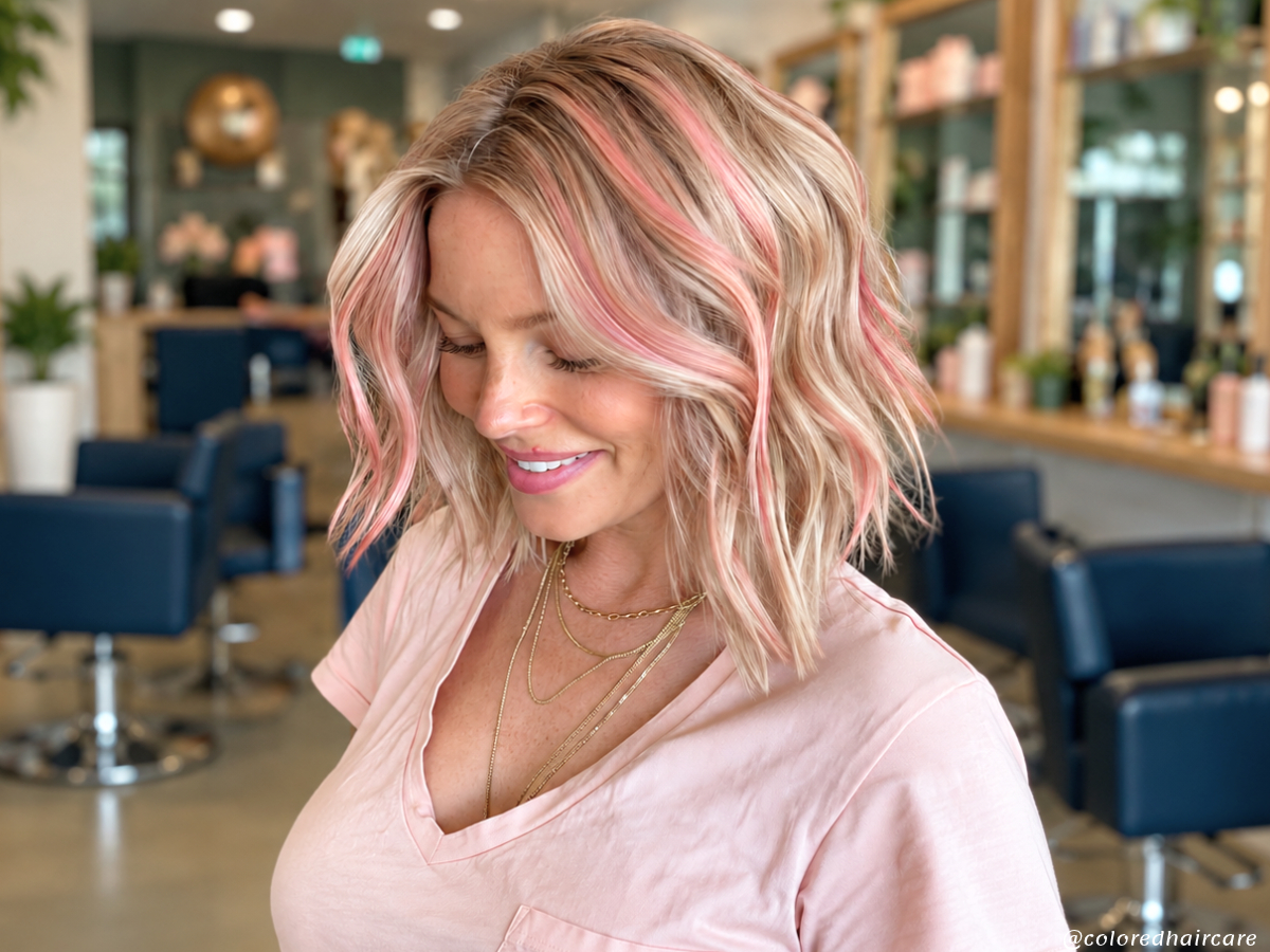 Colored Hair Care Expert Tips, Guides & Ideas for Show-Stopping Hair Color 61 blonde hair with pink highlights