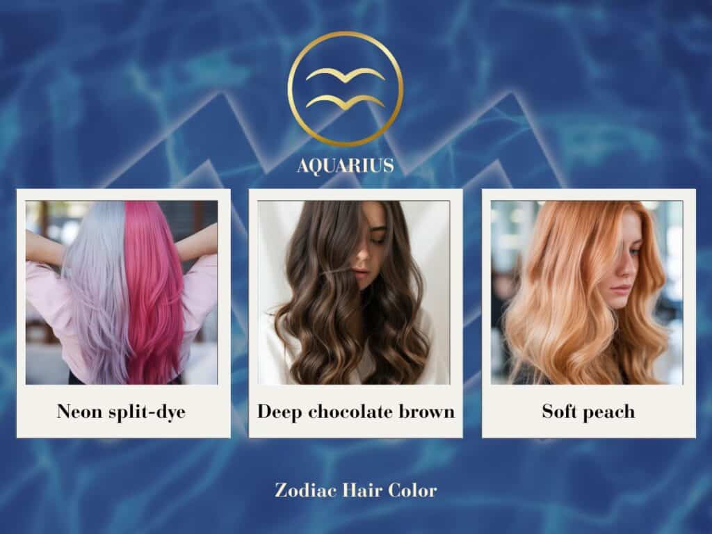 Strawberry peach hair with pastel tips – futuristic, creative hair color for Aquarius zodiac