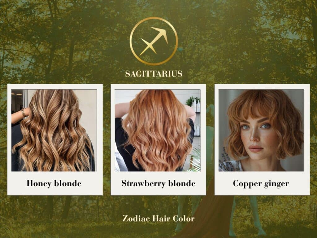Vibrant copper ginger curls with honey balayage – adventurous, fiery Sagittarius hair color
