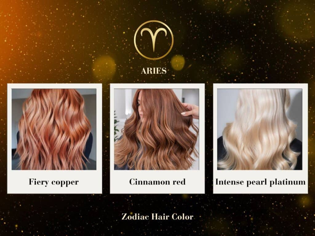 Fiery copper red hair on confident woman with bold makeup – Aries hair color for 2025 horoscope