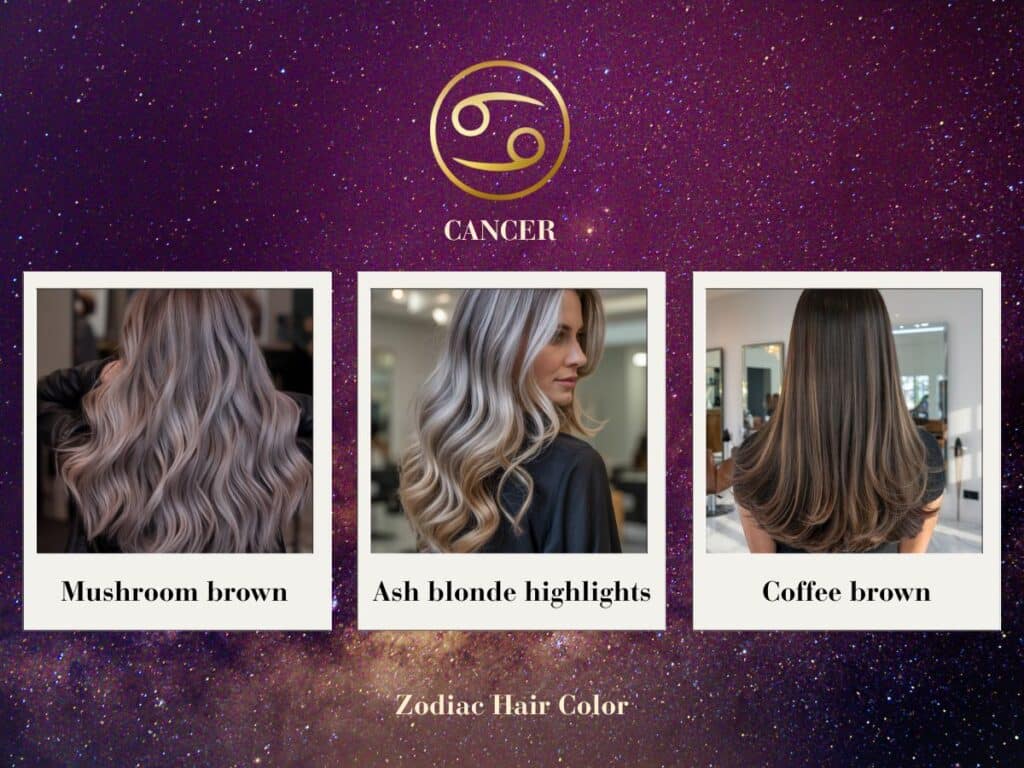 Soft mushroom brown bob with cool ash undertones – soothing, emotional hair color for Cancer