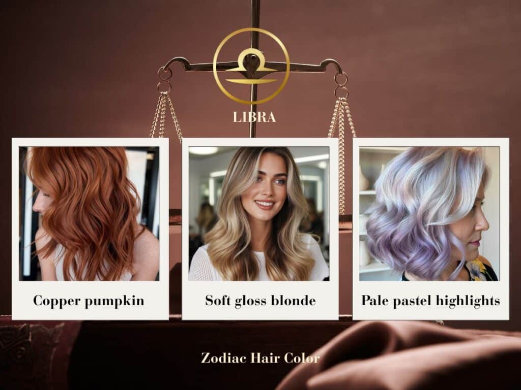 Glossy copper pumpkin shade with warm undertones – balanced and elegant Libra hair color
