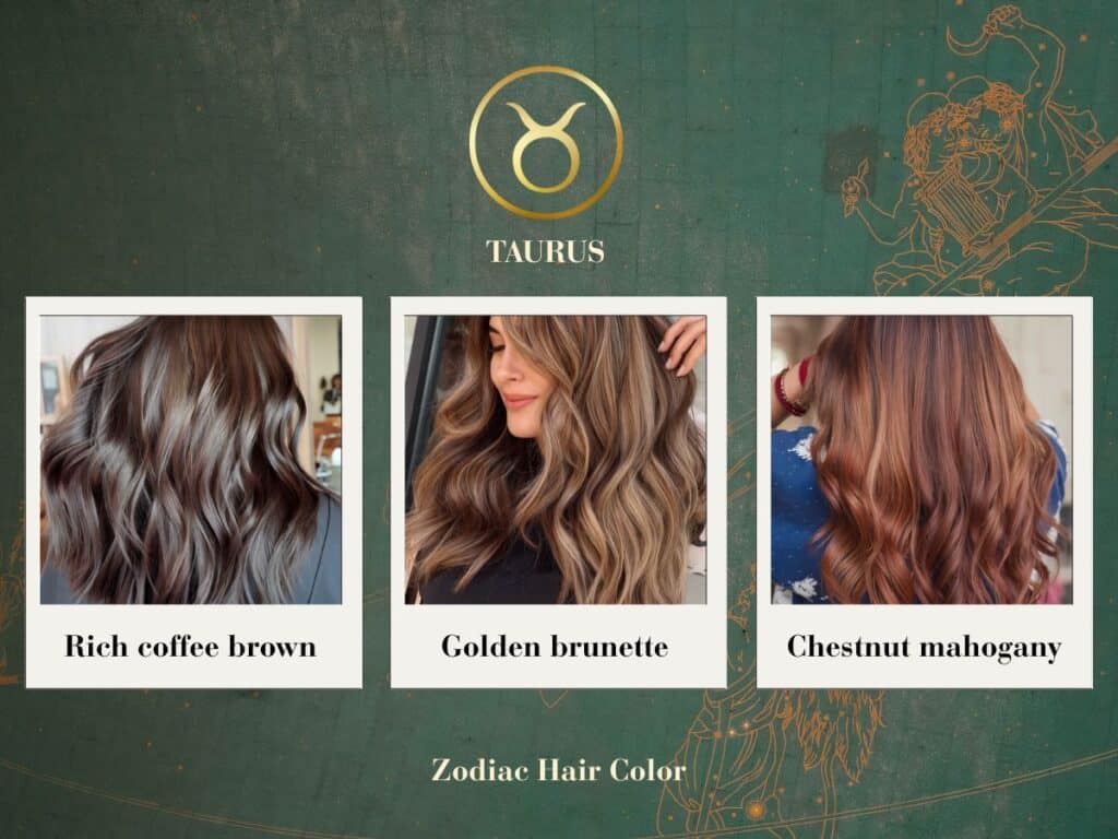 Rich brunette waves with chestnut highlights – grounded and luxurious hair color for Taurus