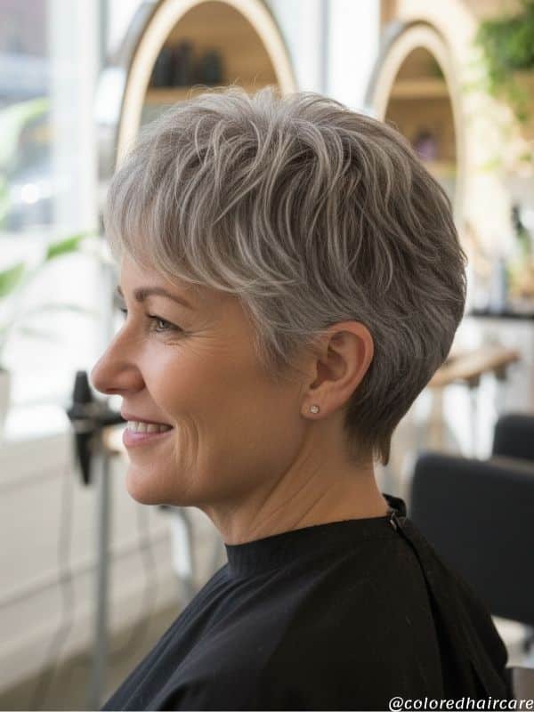 How to Grow Out Dyed Brown Hair to Gray Without Looking Awkward 2 gray hair pixie cut