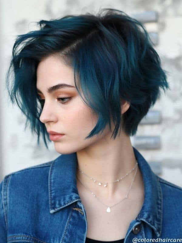 teal blue pixie cut