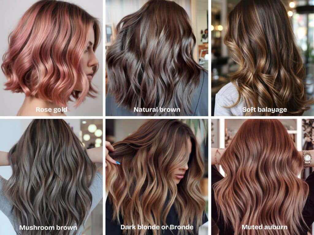 Best Hair Colors for Every Skin Undertone (Even If Your Hair’s Already Colored) 4 Best Hair Colors for Neutral UndertonesRose gold
Natural brown
Soft balayage
Mushroom brown
Dark blonde or “bronde”
Muted auburn