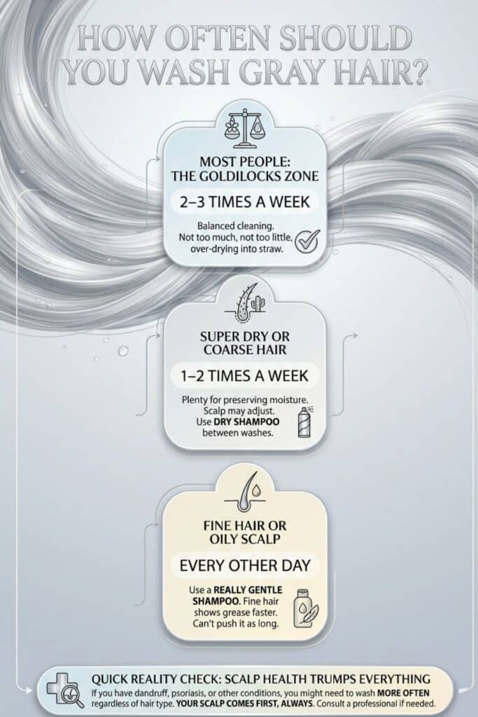 how often should you wash gray hair infographic