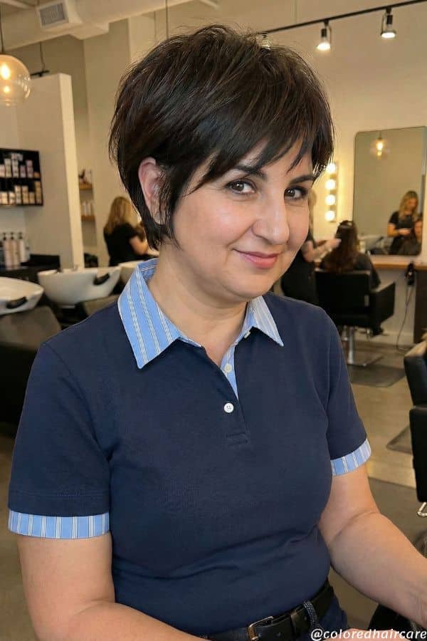 inky black bixie cut