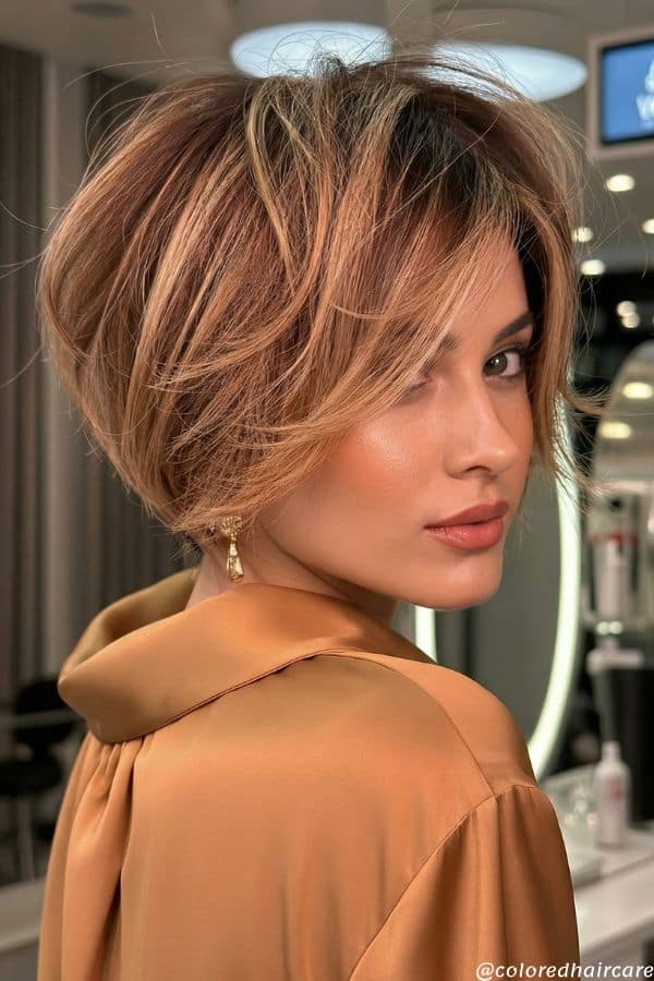 melted caramel bixie cut