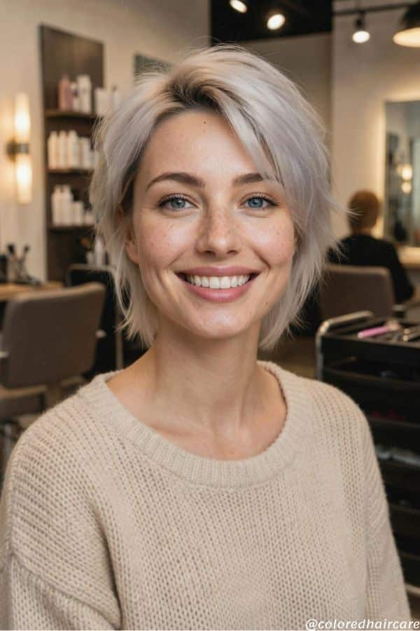 platinum blonde bixie cut