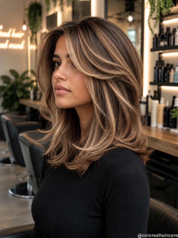 These 25 Chocolate Hair Color Ideas Are Making Everyone Want to Go Brunette 5 Chocolate Brown with Caramel Highlights hair color ideas